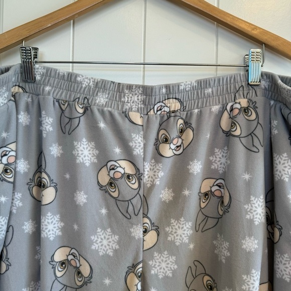 ๐ 6/$60 Disney Thumper Snowflake Fleece Jogger Pockets Pajama Bottom White 3X - Picture 4 of 6